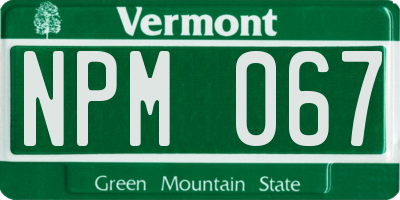 VT license plate NPM067