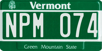 VT license plate NPM074