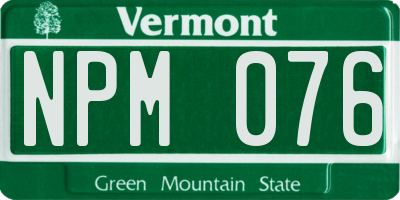 VT license plate NPM076
