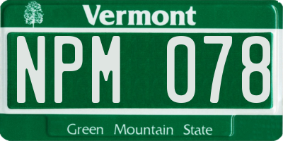VT license plate NPM078