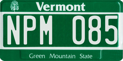 VT license plate NPM085