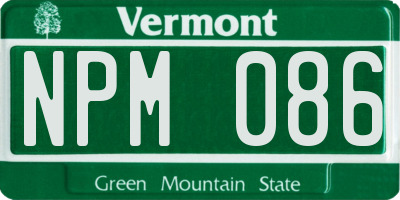 VT license plate NPM086