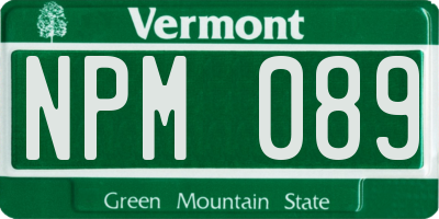 VT license plate NPM089