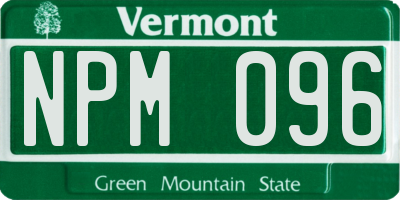 VT license plate NPM096