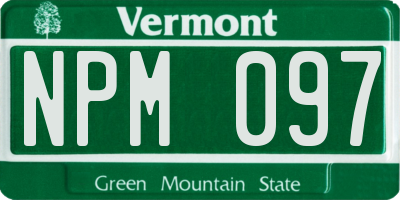VT license plate NPM097