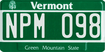 VT license plate NPM098