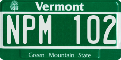 VT license plate NPM102