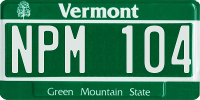 VT license plate NPM104