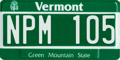 VT license plate NPM105