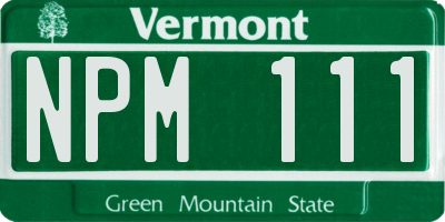VT license plate NPM111