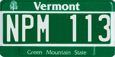 VT license plate NPM113