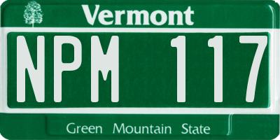 VT license plate NPM117