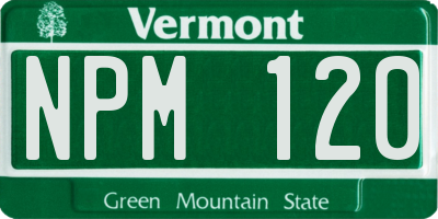 VT license plate NPM120