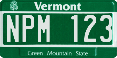 VT license plate NPM123