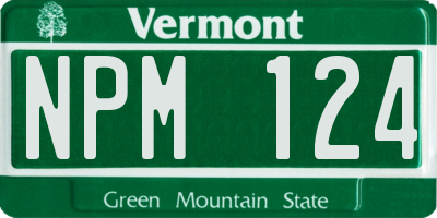 VT license plate NPM124