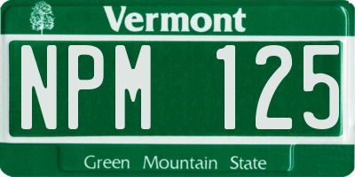 VT license plate NPM125