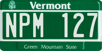 VT license plate NPM127