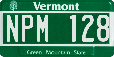 VT license plate NPM128
