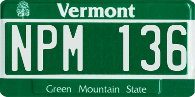 VT license plate NPM136