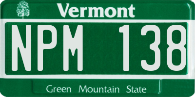 VT license plate NPM138