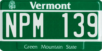 VT license plate NPM139