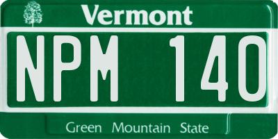 VT license plate NPM140