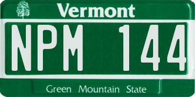 VT license plate NPM144