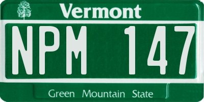 VT license plate NPM147