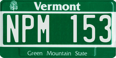 VT license plate NPM153