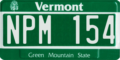 VT license plate NPM154