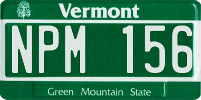 VT license plate NPM156