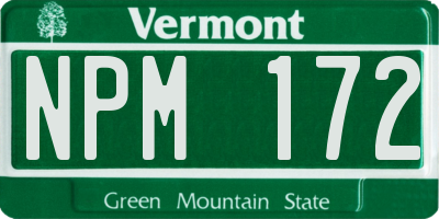VT license plate NPM172