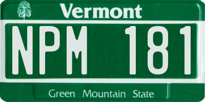 VT license plate NPM181