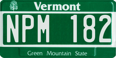VT license plate NPM182