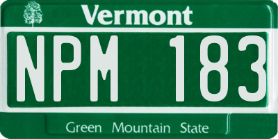 VT license plate NPM183