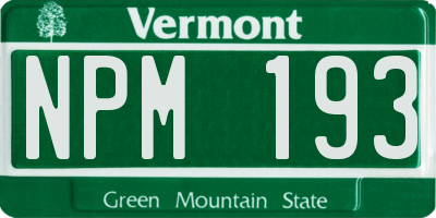 VT license plate NPM193
