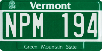 VT license plate NPM194