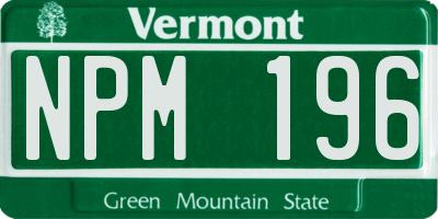 VT license plate NPM196