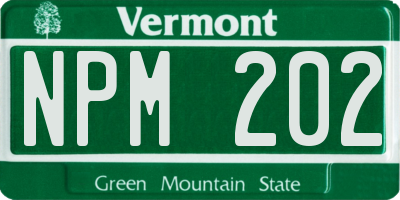 VT license plate NPM202
