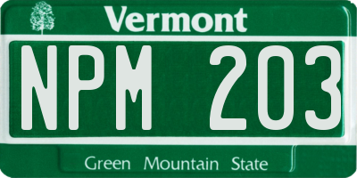 VT license plate NPM203