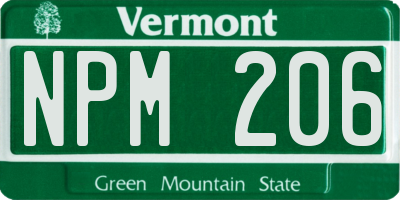 VT license plate NPM206