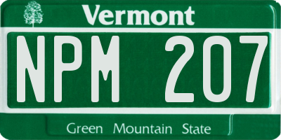 VT license plate NPM207