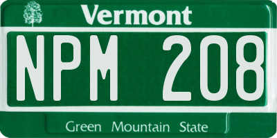 VT license plate NPM208