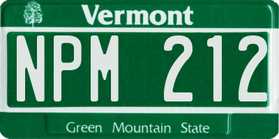VT license plate NPM212