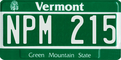 VT license plate NPM215