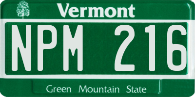 VT license plate NPM216