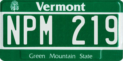 VT license plate NPM219