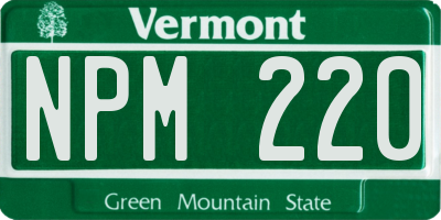 VT license plate NPM220
