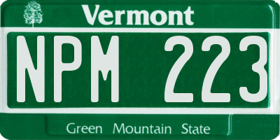 VT license plate NPM223