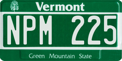 VT license plate NPM225